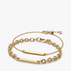 His & Hers Engravable Gold Plated Bracelet Set