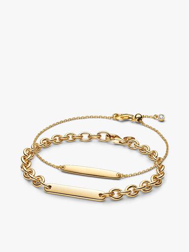 His & Hers Engravable Gold Plated Bracelet Set