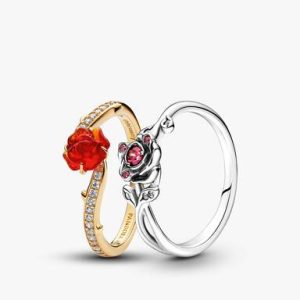 Two-Tone Beauty and the Beast Ring Set