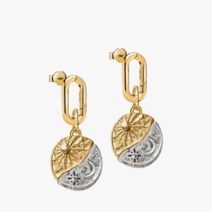 Sun & Moon Medallion Charm Earrings