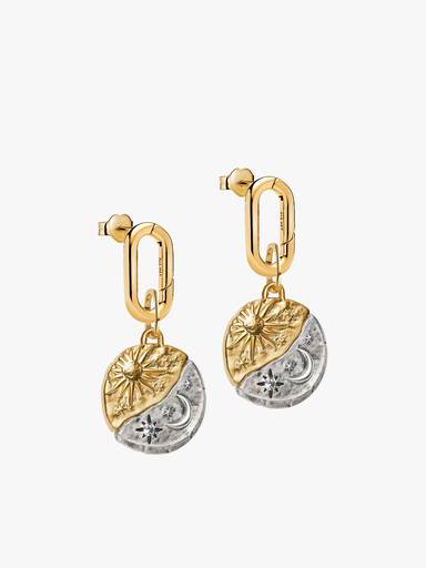 Sun & Moon Medallion Charm Earrings
