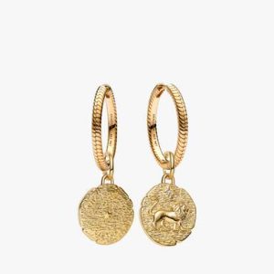 Lion Medallion Charm Earrings
