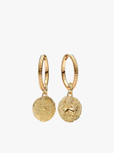 Lion Medallion Charm Earrings