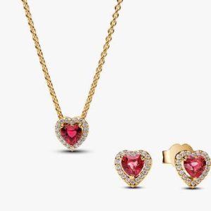 Red Heart Necklace and earring set