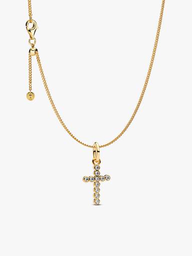 Round Bezel Cross Necklace Set