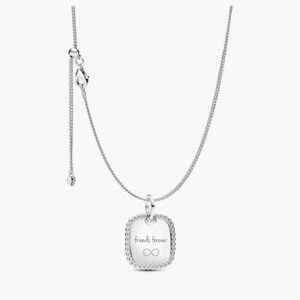Engravable Sparkling Square Tag Pendant Necklace