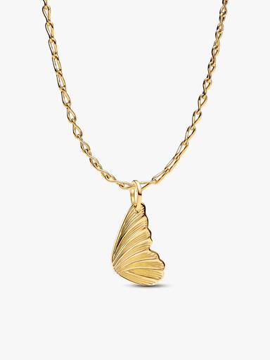 Engravable Butterfly Wings Pendant Necklace