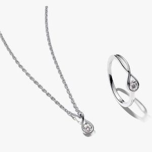 Pandora Infinite Lab-grown Diamond Necklace and Ring Set 0.30 ct tw Sterling Silver