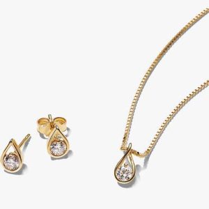 Pandora Infinite Lab-grown Diamond Necklace and Earrings Set 0.75 carat tw 14k Gold