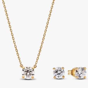 Pandora Era Lab-grown Diamond Pendant Necklace and Earring Set 2.00 carat tw 14k Gold