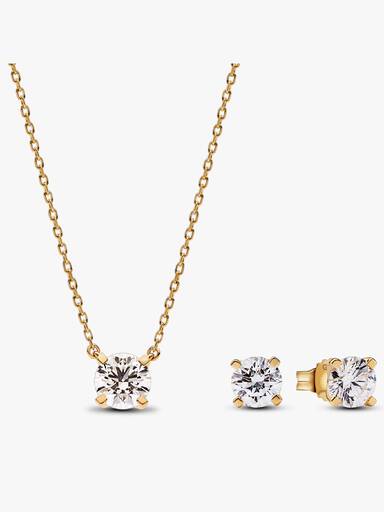 Pandora Era Lab-grown Diamond Pendant Necklace and Earring Set 2.00 carat tw 14k Gold