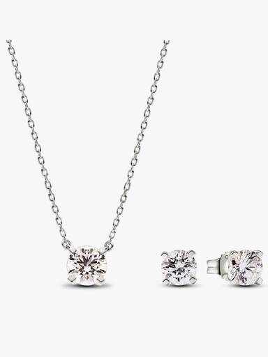 Pandora Era Lab-grown Diamond Pendant Necklace and Earring Set 2.00 carat tw 14k White Gold