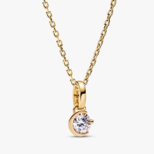 Pandora Talisman Lab-grown Diamond Moon Pendant Necklace 0.25 carat tw 14k Gold