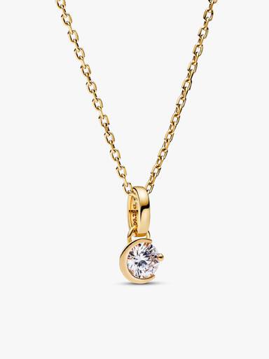 Pandora Talisman Lab-grown Diamond Moon Pendant Necklace 0.25 carat tw 14k Gold