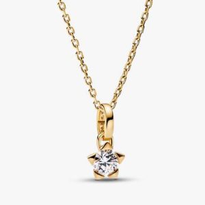 Pandora Talisman Lab-grown Diamond Star Pendant Necklace 0.25 carat tw 14k Gold