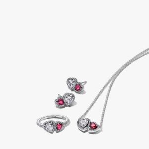 Sterling Silver Halo Hearts Gift Set