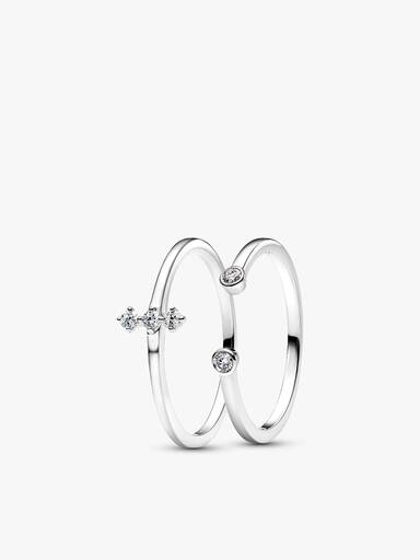 Pandora Era Lab-Grown Diamond White Gold Open and Trio Ring Set