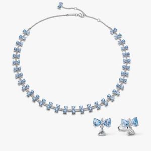 Bridgerton Blue Bow Necklace & Earring Set