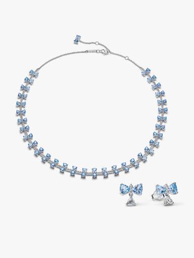 Bridgerton Blue Bow Necklace & Earring Set