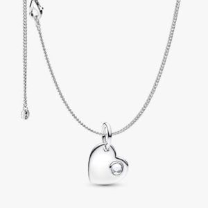 April Birthstone Heart Pendant Necklace