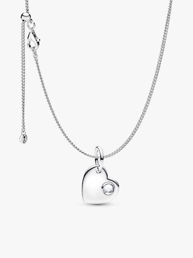 April Birthstone Heart Pendant Necklace