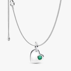 May Birthstone Heart Pendant Necklace