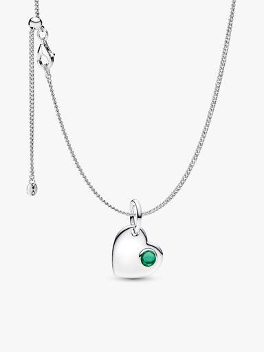 May Birthstone Heart Pendant Necklace