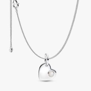 June Birthstone Heart Pendant Necklace