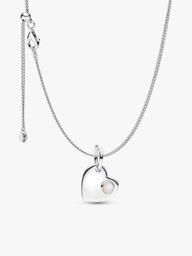 June Birthstone Heart Pendant Necklace