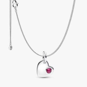 July Birthstone Heart Pendant Necklace