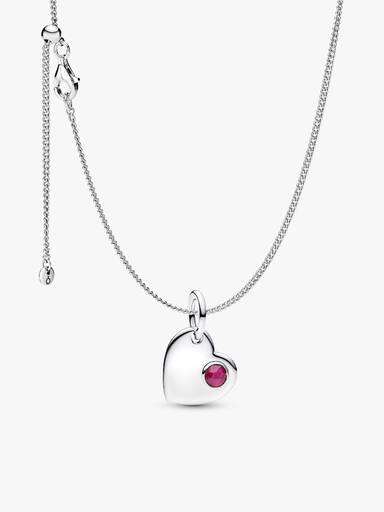 July Birthstone Heart Pendant Necklace