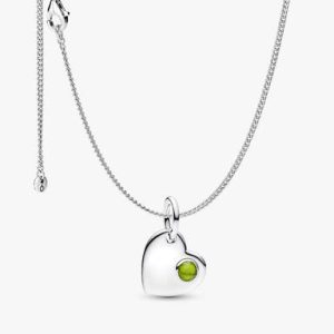August Birthstone Heart Pendant Necklace