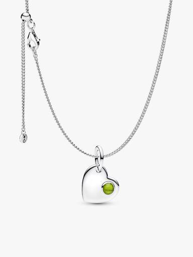 August Birthstone Heart Pendant Necklace