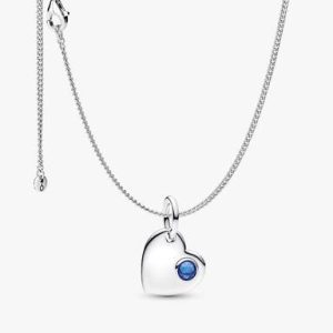 September Birthstone Heart Pendant Necklace