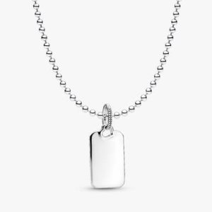 Engravable Rectangular Dog Tag Necklace