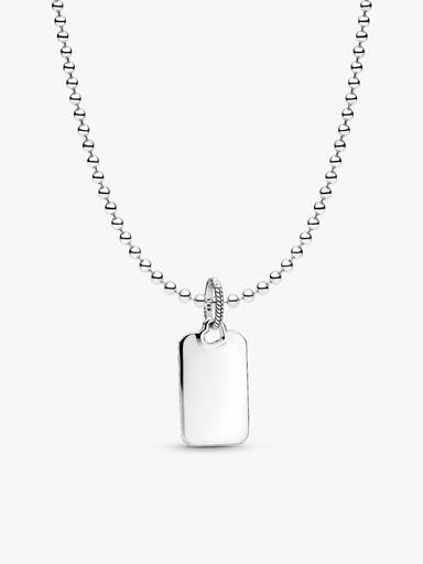 Engravable Rectangular Dog Tag Necklace