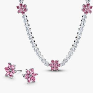 Pink Herbarium Bloom Earring & Necklace Set