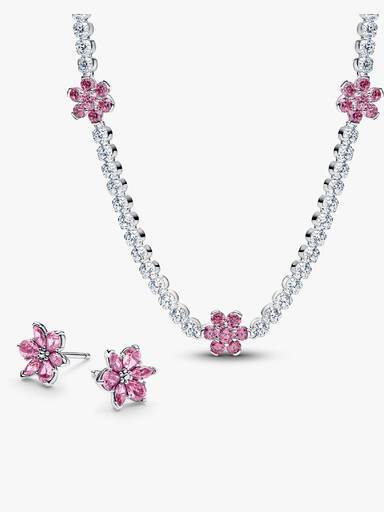 Pink Herbarium Bloom Earring & Necklace Set