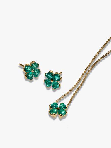 Green Lucky Little Clover Necklace & Earring Set