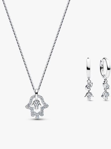Hamsa Necklace and Earrings Set