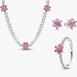 Pink Herbarium Bloom Jewelry Set