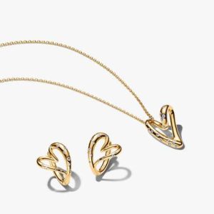 Stone-Set Heart Necklace & Earring Set