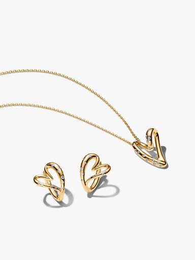 Stone-Set Heart Necklace & Earring Set