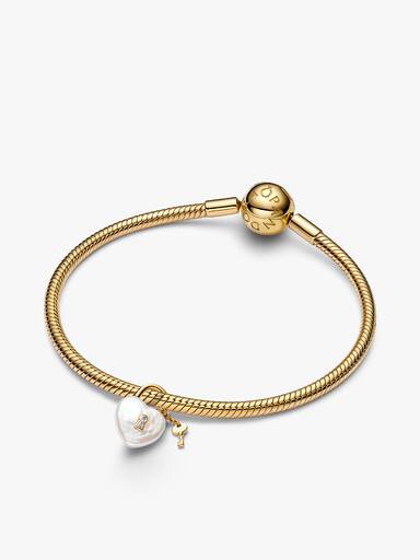 Baroque Pearl Padlock Charm Bracelet Set