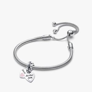 Mother Daughter Splittable Heart Charm and Bracelet Set