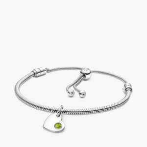 August Engravable Dangle Charm Bracelet Set