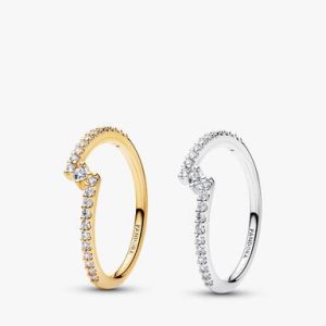 Sparkling Split Pave Two Tone Ring Set