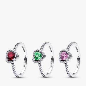 Jewel Tones Elevated Hearts Ring Trio