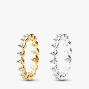 Two Tone Sparkling Regal Stacking Ring Duo