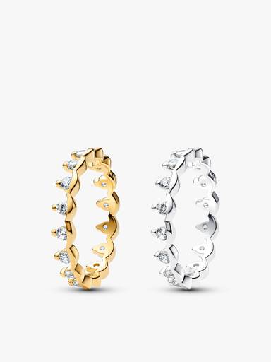 Two Tone Sparkling Regal Stacking Ring Duo